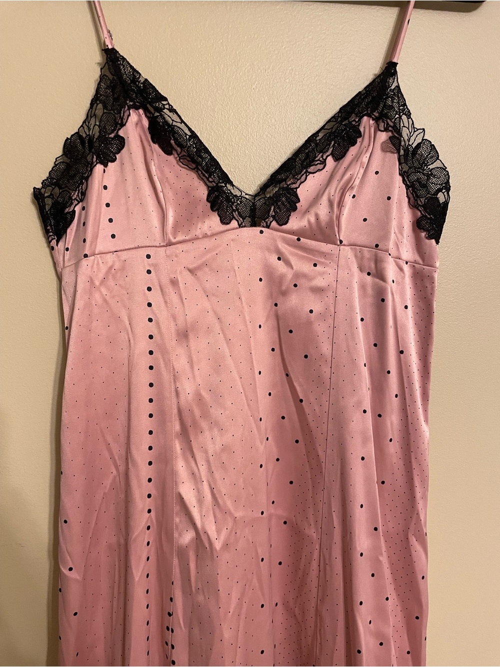 Victoria Secret pink polka dot lace slip dress size small - Picture 2 of 7